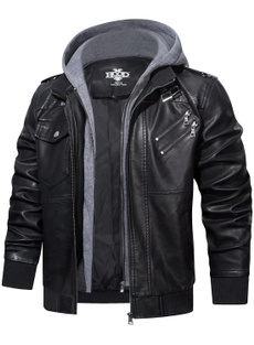 時尚, hoodedjacket, leather, Coat