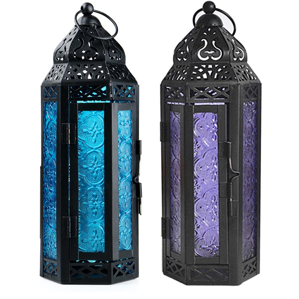 Moroccan Lanterns Glass Metal Delight, Garden Candle Holders