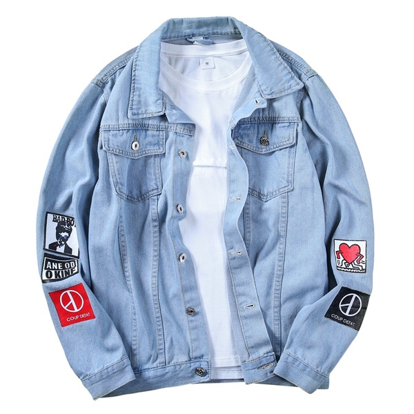 Jacket Denim Hip Hop Splice Jacket | Wish