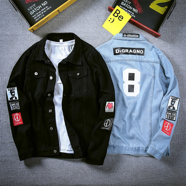 Amazon.com: Spring Vintage Men Denim Jackets Streetwear Hip Hop Loose Male  Jean Coat Multi-Pockets Trucker Coat Blue XS : Clothing, Shoes & Jewelry
