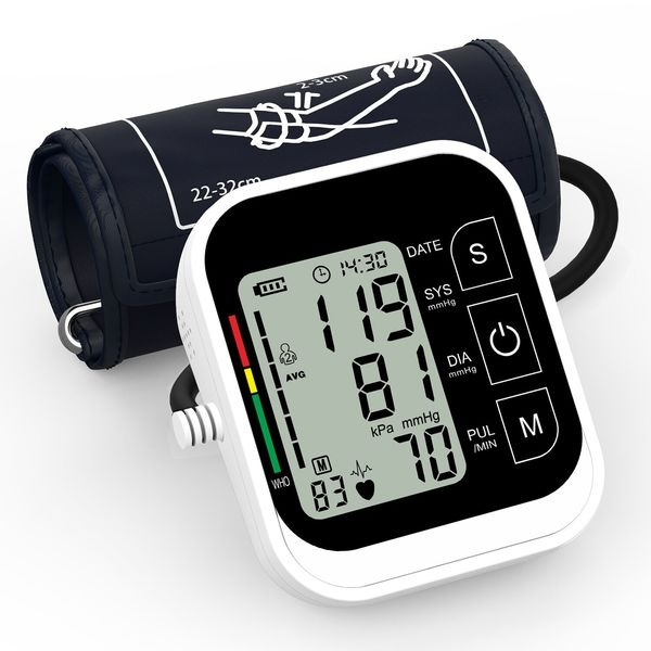 Blood Pressure Monitor，Upper Arm Blood Pressure Monitor with USB  Rechargeable, Digital Automatic Measure Blood Pressure and Heart Rate Pulse  with Wide-Range Cuff for Home use, Large 3.5'' Display LCD, 2*99 Memories