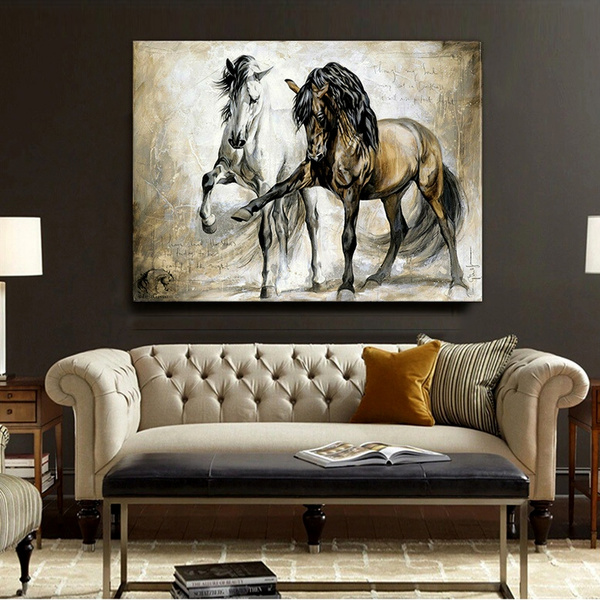 Nostalgia Retro Horse Canvas Wall Art Lovely Dancing Horses Oil Painting On Large Home Decor Poster For Living Room Bedroom Wish - Horse Canvas Wall Art Decor Nostalgia Retro Horse Canvas Wall Art Lovely Dancing Horses Oil Painting On Large Home Decor Poster For Living Room Bedroom Wish - Horse Canvas Wall Art Decor