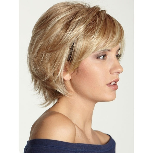 long wavy layered bob with bangs