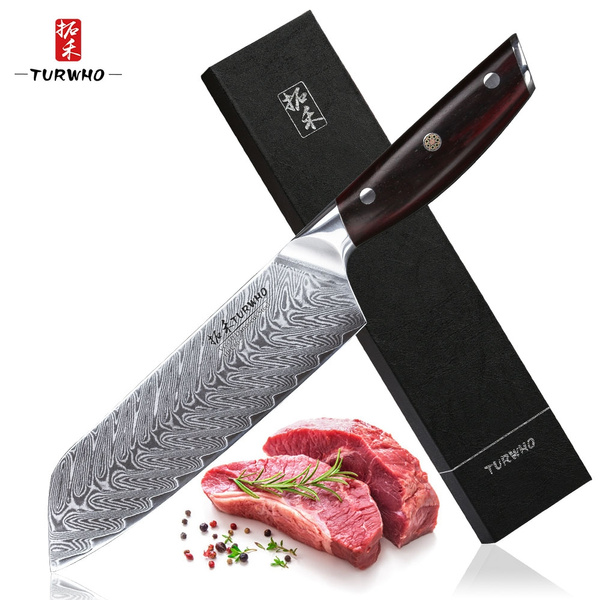 Turwho Santoku Knife7 Inch Damascus Chef Knife 67 Layer Handmade Professional Japanese Vg10 9067