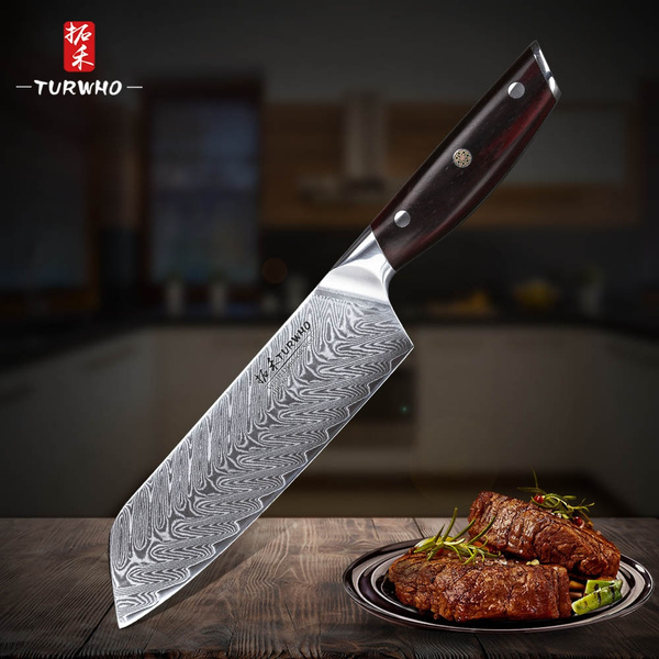 TURWHO Best Chef Knife Japan Damascus Steel Kitchen Knives Razor