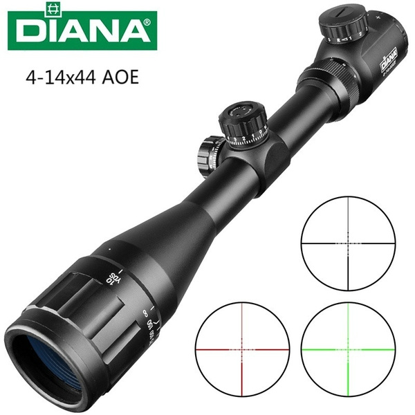 DIANA 4-14x44 Tactical Optic Cross Sight Green Red Illuminated Riflescope  Hunting Rifle Scope Sniper Airsoft Air Guns