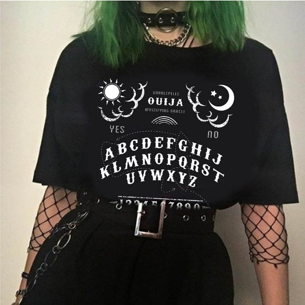 Women Gothic Black T-Shirt Grunge Swag Oversized Graphic Tee Summer ...