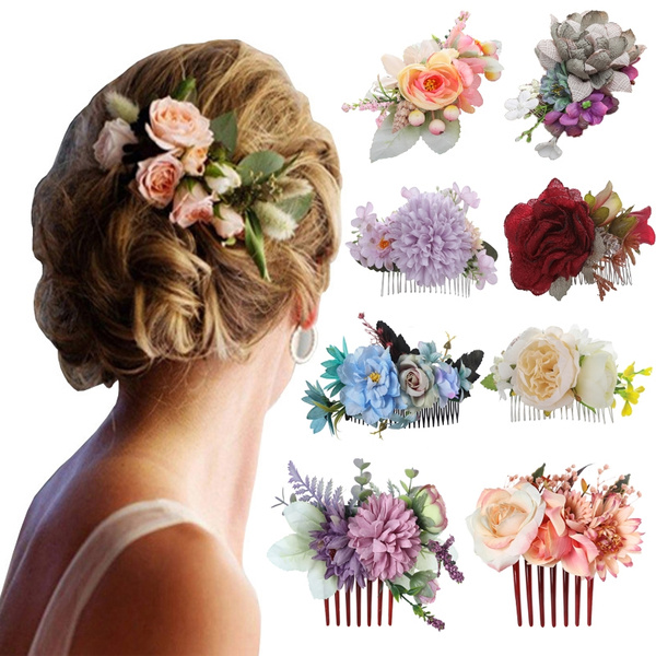 Artificial Flowers Wedding Bride Hair Flower Clip Combs Woven Rose Flower  Party Headwear Hairpin Accessories | Wish