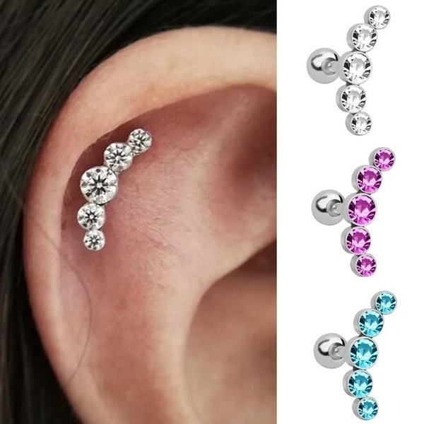 1 rustfrit stål tjekkisk diamant øre piercing tilbehør øre negle øreringe | Wish