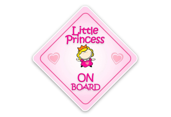 Personalised Baby On Board Car Sign ~ Daddy's Princess Baby Pink & Gold 