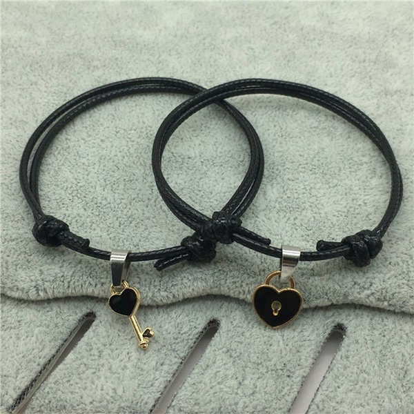 1 Pair New Hot Sale Simple Couple Bracelet Key Love Lock Bracelet Jewelry