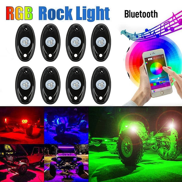 RGB LED Rock Lights 4 Pod Lights Multicolor Neon Lights Under Off Road Truck SUV ATV 