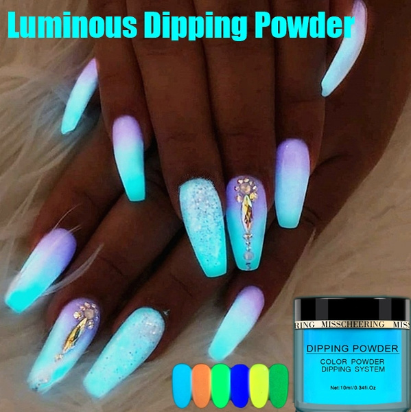 DOING MY OWN NAILS WITH GLITTER AND GLOW IN THE DARK POWDER