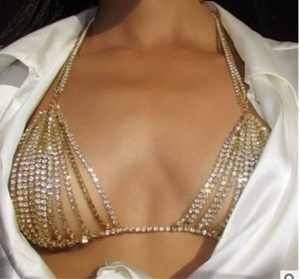 Sexy diamond chain bikini chest chain body chain