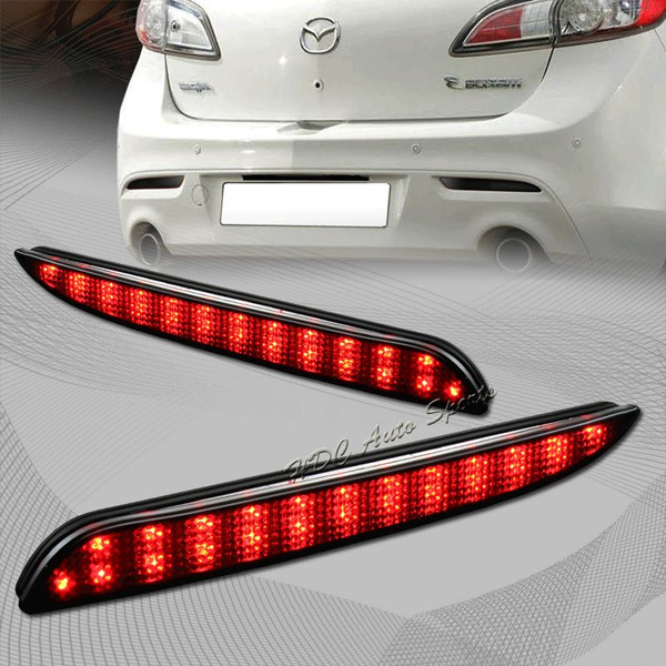 Smoke Lens LED Rear Bumper Reflector Brake Lights For Mazda 3 2010-2013 – Left & Right Pair