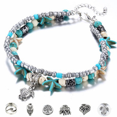 Charm Bracelet, Sterling, Turquoise, Fashion