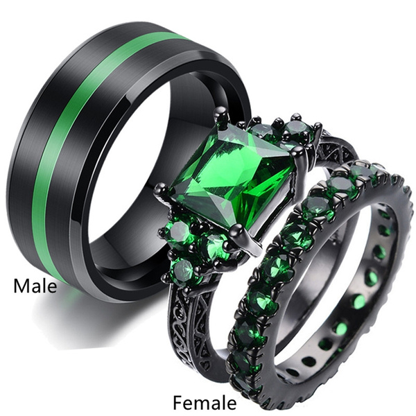 14k Gold Emerald Diamond Engagement Ring Set R1682 - Anzor Jewelry