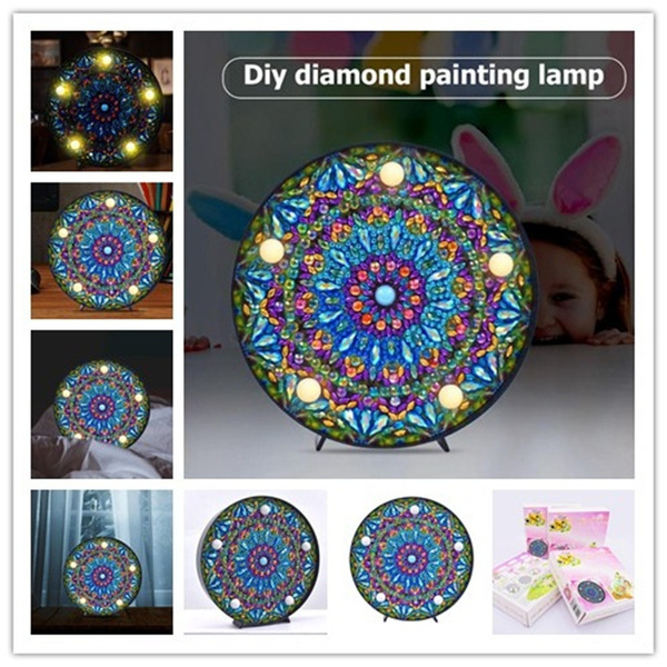 RUINAIER DIY Mandala Full Drill Diamond Painting con lampada LED Night Light Lamp DIY Craft Kits 03 