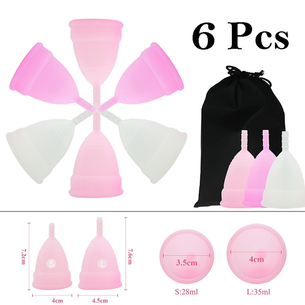 6Pcs 100% Medical Silicone Feminine Hygiene Menstrual Cup for Women ...