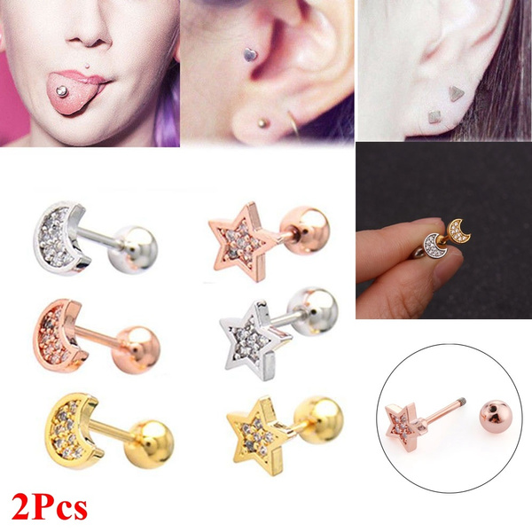 Lip Body Piercing Jewelry Cartilage Helix Star Shape Ear Studs Tragus Earrings 