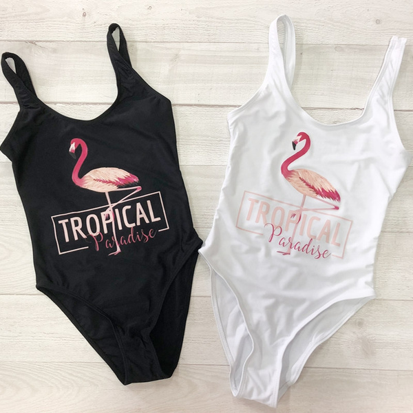 women's pink flamingo bathing suit