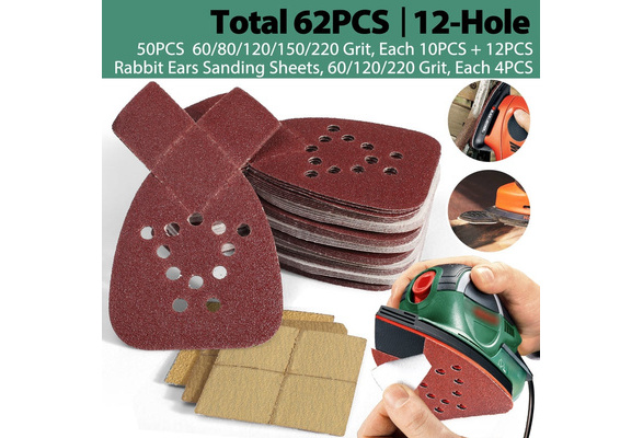 50pcs 140mm Mouse Sander Pads Sanding Sheets Discs 10 x 40 60 80 120 240 Grit UK