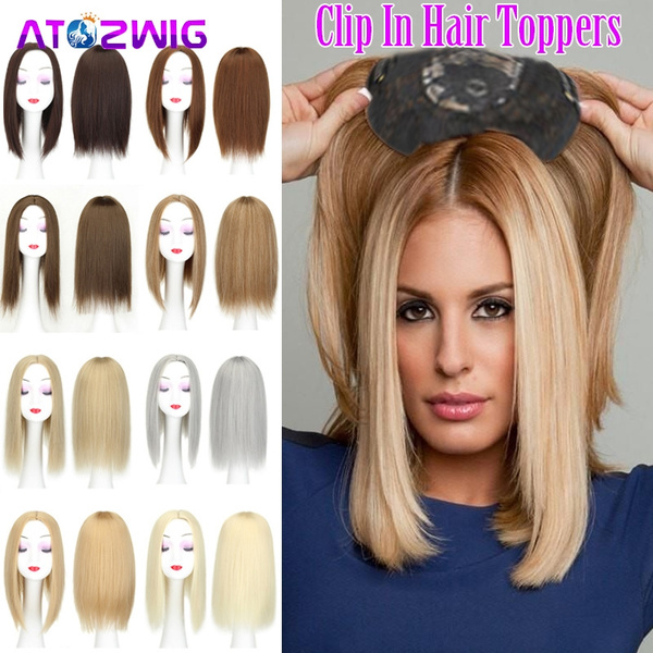 Essentially Clip On Hair Topper Hair Piece For Women Straight Bob Style  Synthetic Toupee Wig Hair Extensions 15 Colors | Wish