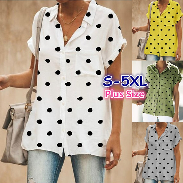 Womens Shirts Summer Loose White Short Sleeve Shirts for