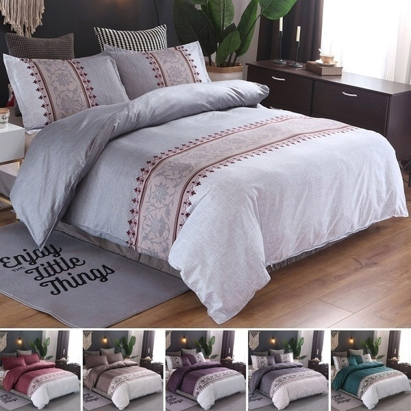 Set Duvet Cover Pillow Shams, Light Grey Bedding Sets Double