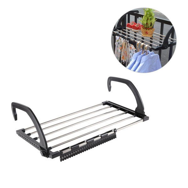 Folding Stainless Steel Balcony Drying Shoe Rack Multi Function Window Drying Rack Laundry Clothes Dryer Indoor Towel Storage Rack Wish