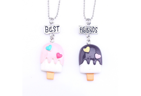 cornet ice cream jewellery initial pendant Set of 2 Ice cream best friend necklaces ice cream cone personalised gift birthstone