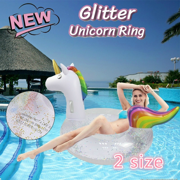 Pool Float with Glitters Inflatable Lounge Raft Tube Swim Ring Summer Toys 