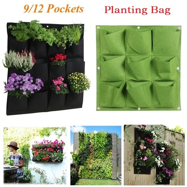 9 12 Pocket Green Vertical Garden Planter Wall Mounted Planting Flower Grow Bag Wish - Wall Hung Garden Planters 9 12 Pocket Green Vertical Garden Planter Wall Mounted Planting Flower Grow Bag Wish - Wall Hung Garden Planters