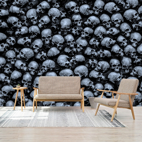 3D Dark Gothic Skulls Self-adhesive Wallpaper Bedroom Living Room Murals  Decals | Wish