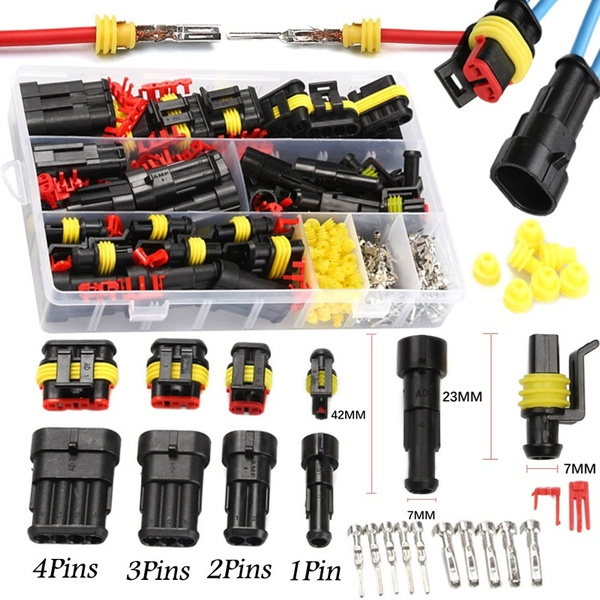 26Sets 1-4 Pin Electrical Wire Connector Plug Set Waterproof Automotive Plug Kit 