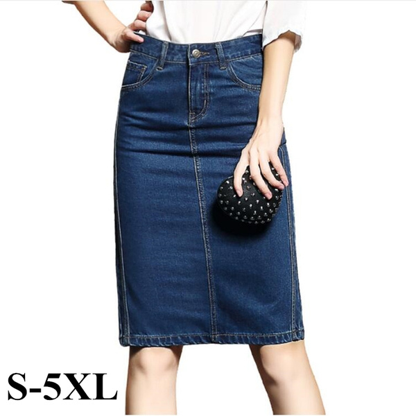 mid length denim skirts quality
