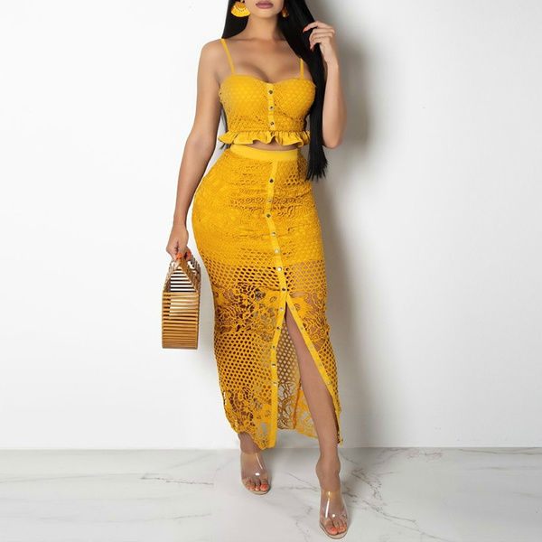 Sexy yellow 2024 maxi dress