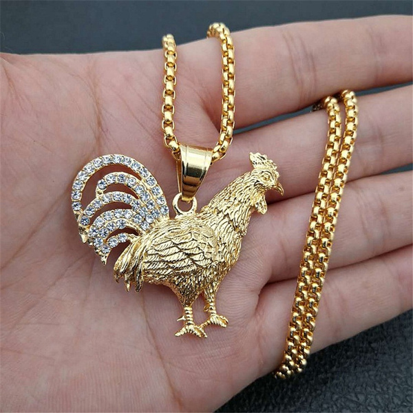 Punk Collier Men S Vintage Stainless Steel Gallic Rooster Pendant Necklace For Chocker 18k Gold Plated Fashion Jewelry Wish - Gold Rooster Pendant