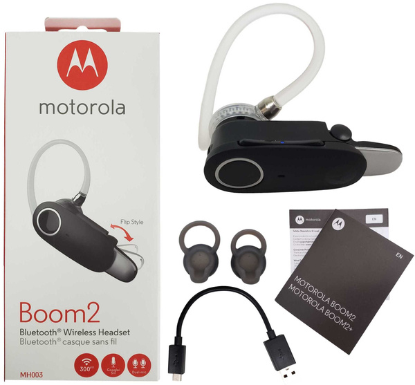 Motorola Boom 2 Bluetooth Wireless Flip Style Headset with 7 Hours Music Talk Time A2DP 300FT Range MH003