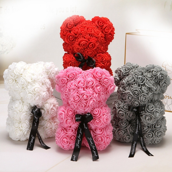 23cm Rose Flower Bear Valentinstag Geschenk Girls 'Day Geschenk PE Foam Flower 