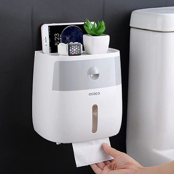 Double Layer Toilet Paper Holder Waterproof Storage Box Wall Mounted Toilet  Roll Dispenser Portable Toilet Paper Holders