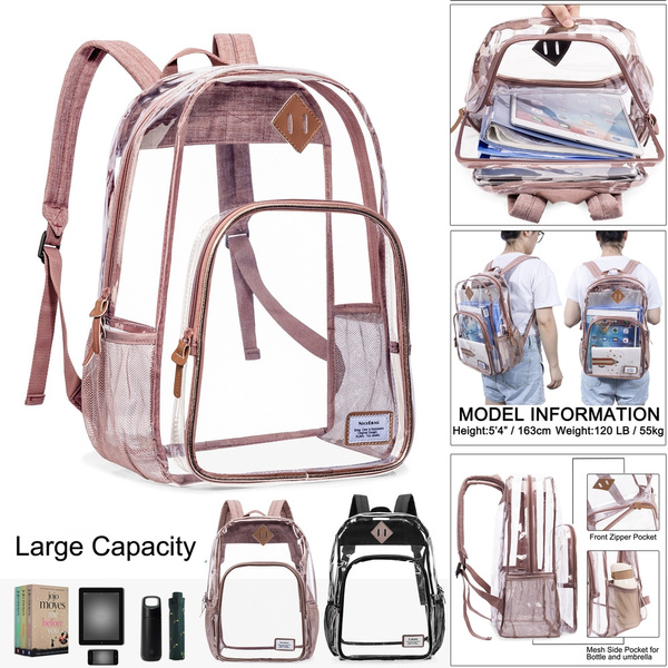 rose gold clear backpack