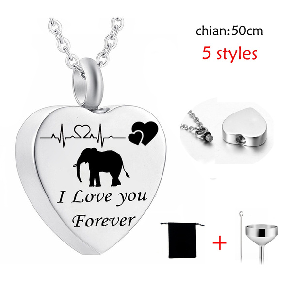 Cremation Jewelry Electrocardiogram I Love you Forever Urn Necklaces ...