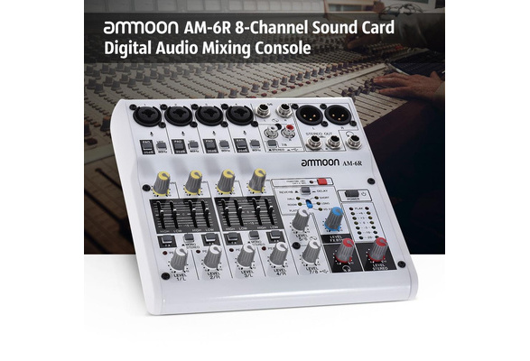 Ammo AM-6R Carte son 8 canaux Console de mixage mixte audio numérique Prise  en charge fantôme intégrée à 48V Alimenté par 