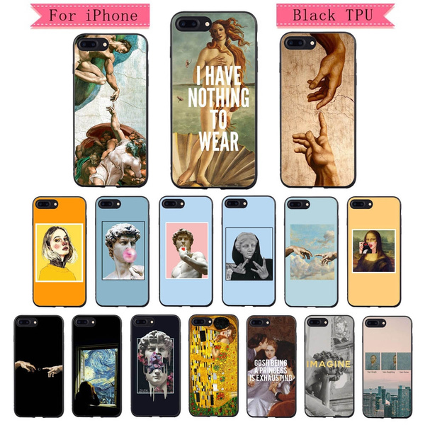 Art Paintings The Birth Of Venus Great Art Aesthetic Van Gogh Mona Lisa Painting David Phone Case Soft Black Back Phone Cover For Iphone 5s 5 Se Iphone 8 8plus Iphone X