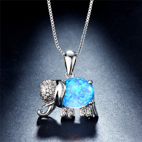 Blue opal sale elephant necklace