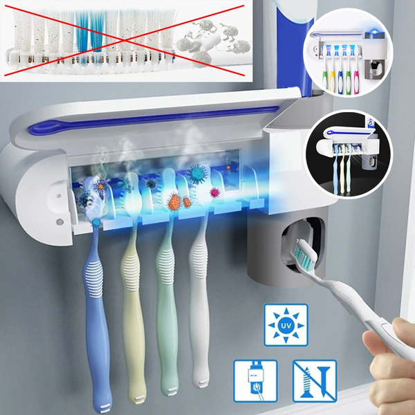 Wallfire Portable UVC-LED Rechargeable Toothbrush Sanitizer Toothbrush Holder Case Wall Mount UV Toothbrush Sterilizer for Home Travel Couple