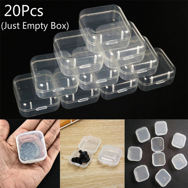 20Pcs Square Mini Clear Plastic Storage Containers Box with Lids for Small  Items DES