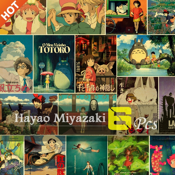 Japanese Hayao Miyazaki Anime Movie Poster Print Cartoon Totoro Spirited  Away Canvas Painting for Bedroom Cafe Bar Decor Picture | Lazada