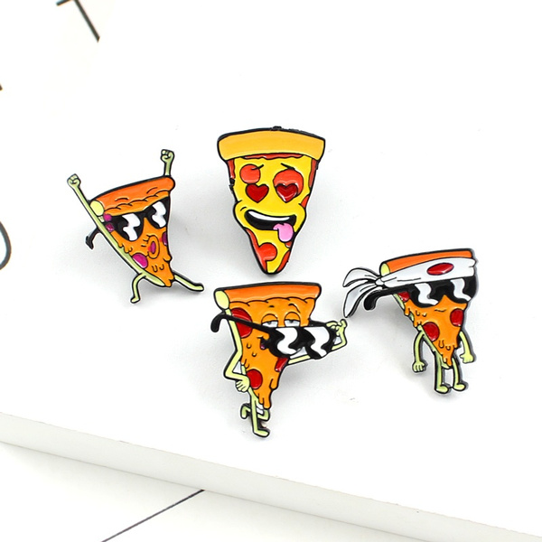 Simple Creative Funny Pizza Man Sunglasses Enamel Pin Personality Bag Denim  Jackets Collar Accessories Brooches Gifts | Wish